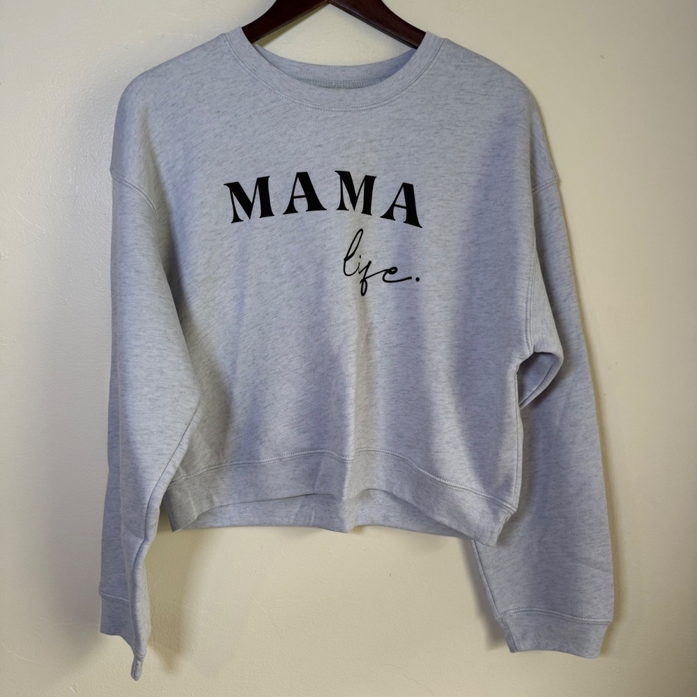 NWT Oat Collective Mama Life Mid Sweatie Graphic Sweatshirt Size S Heather Gray